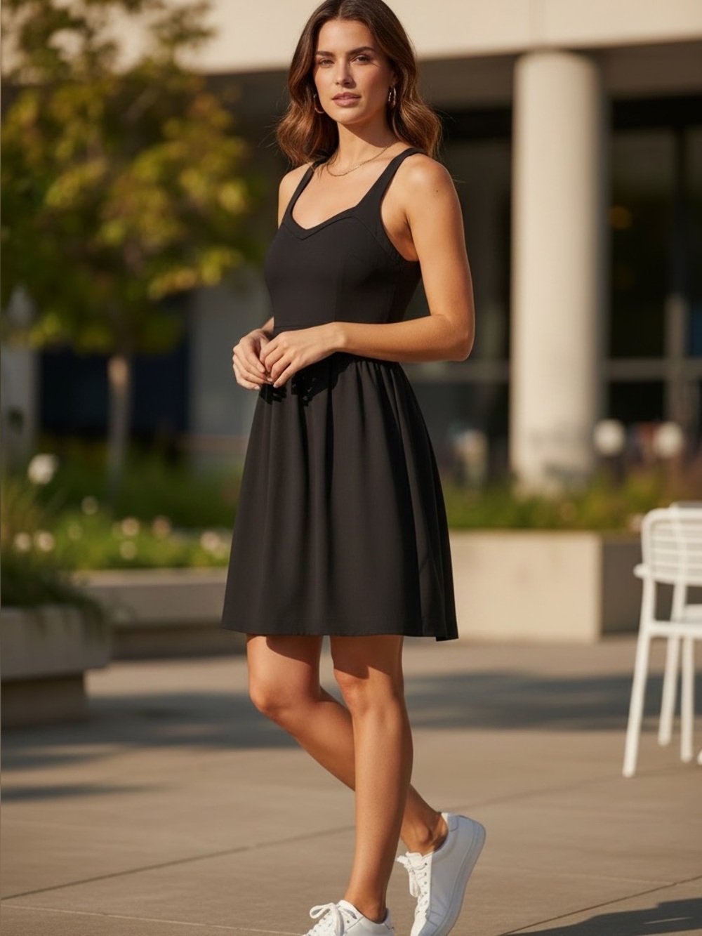 Cynthia Rowley Black Fit & Flare Dress Size 8 Sweetheart Neckline Pockets